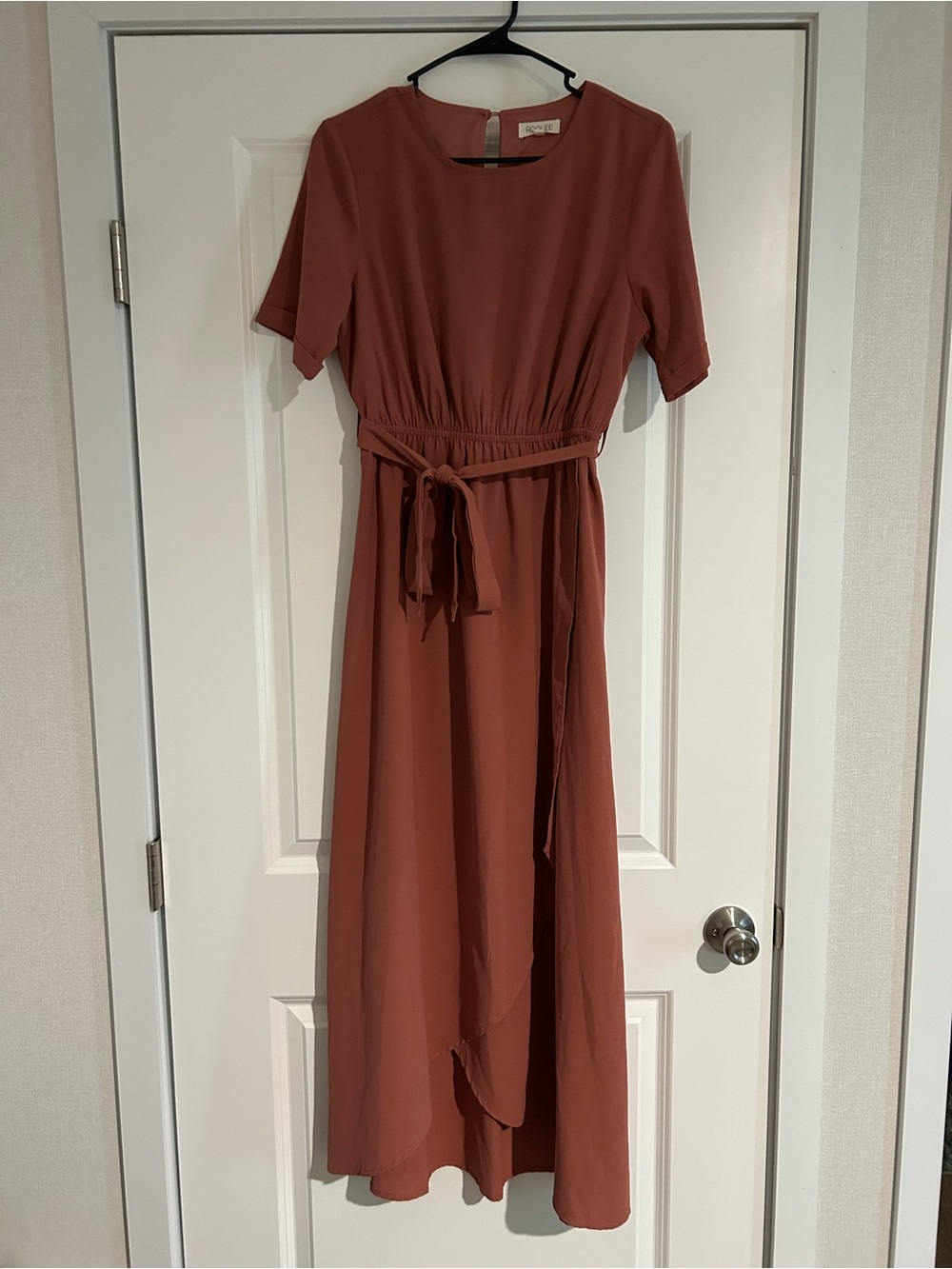 Women’s Blush Pink Tie-Waist Maxi Dress